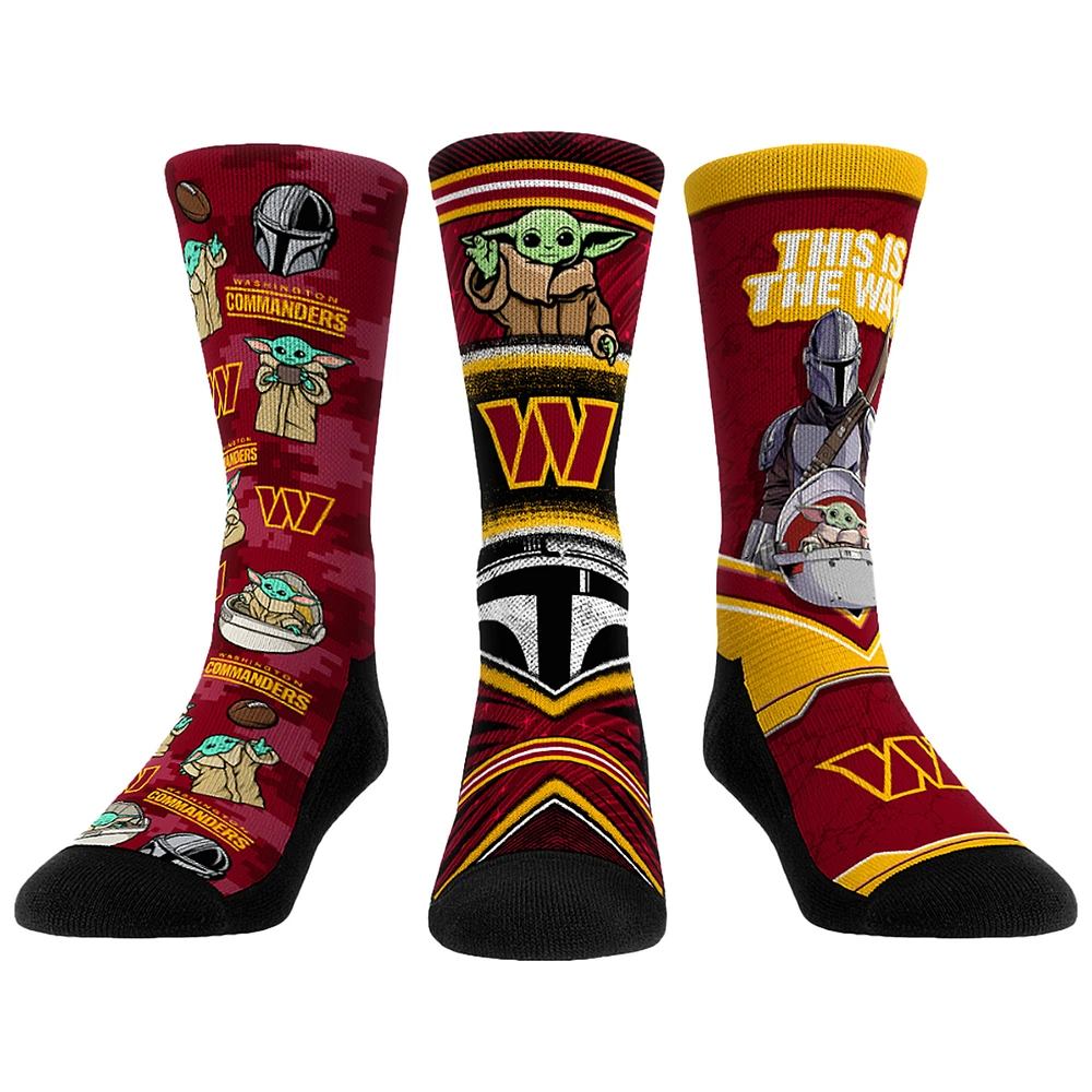 Unisex Rock Em Socks Washington Commanders 3-Pack Mandalorian Crew
