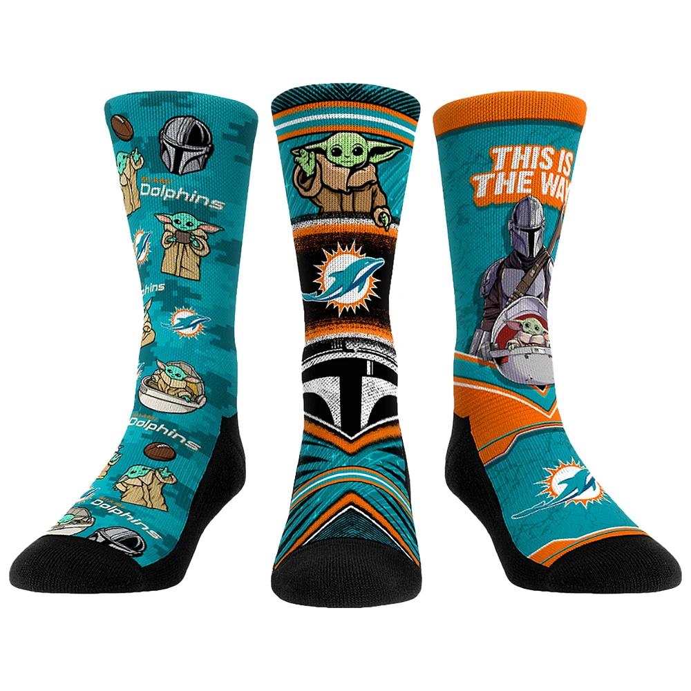 Unisex Rock Em Socks Miami Dolphins 3-Pack Mandalorian Crew