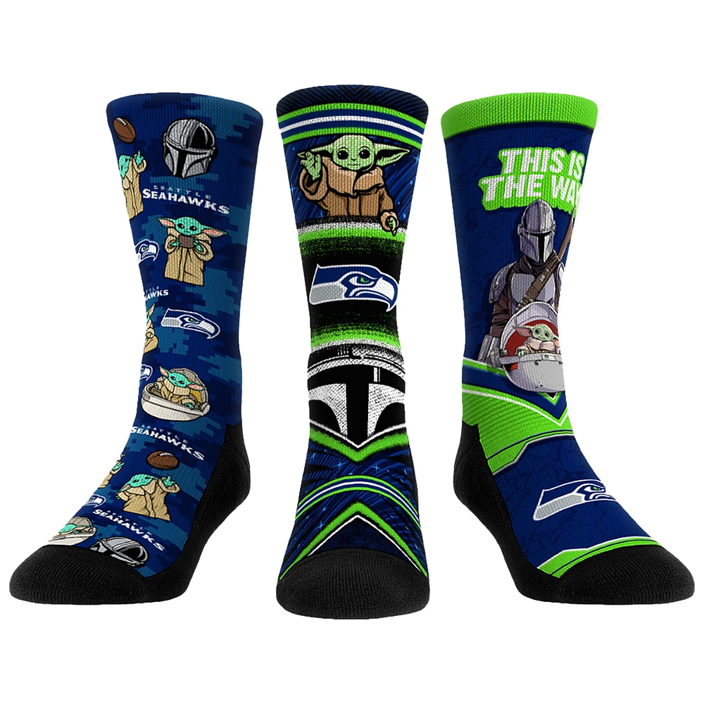 Unisex Rock Em Socks Seattle Seahawks 3-Pack Mandalorian Crew