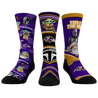 Unisex Rock Em Socks Baltimore Ravens 3-Pack Mandalorian Crew