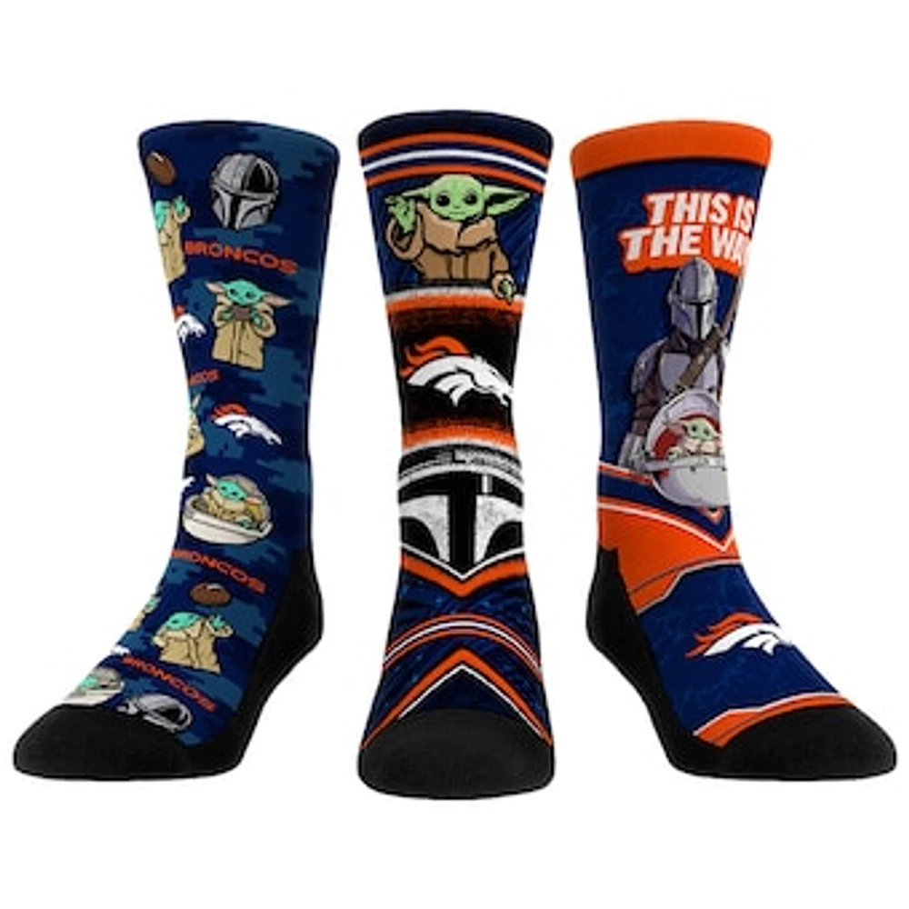 Unisex Rock Em Socks Denver Broncos 3-Pack Mandalorian Crew