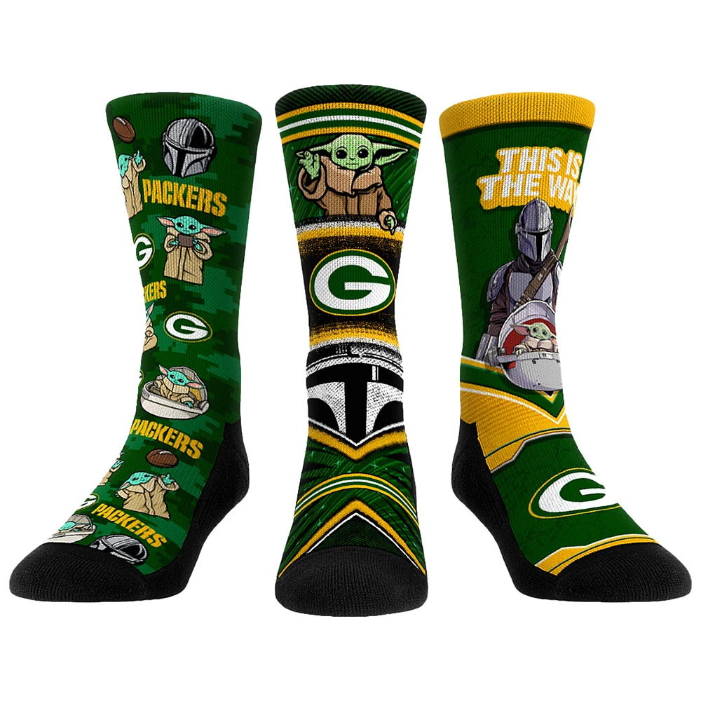 Unisex Rock Em Socks Green Bay Packers 3-Pack Mandalorian Crew