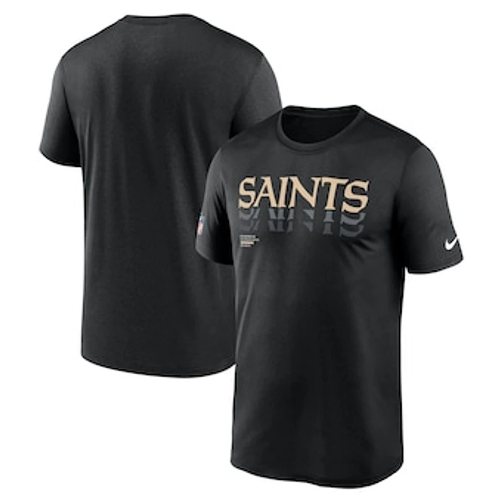 Men's Nike Black New Orleans Saints Wordmark Block Sideline Legend Performance T-Shirt