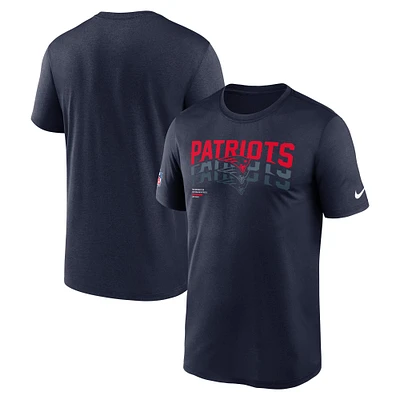 Men's Nike Navy New England Patriots Wordmark Block Sideline Legend Performance T-Shirt
