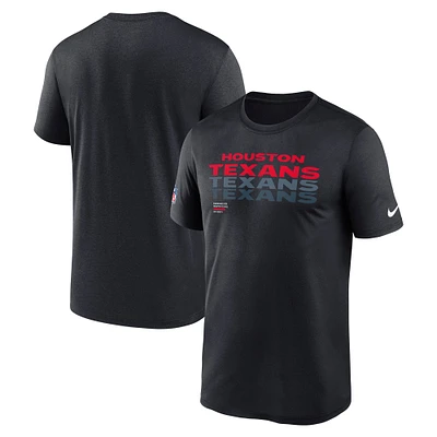 Men's Nike Navy Houston Texans Wordmark Block Sideline Legend Performance T-Shirt