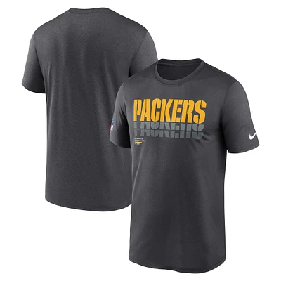 Men's Nike Charcoal Green Bay Packers Wordmark Block Sideline Legend Performance T-Shirt