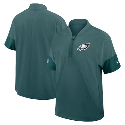 Men's Nike Philadelphia Eagles Sideline Short Sleeve Quarter-Zip Performance Coach Jacket