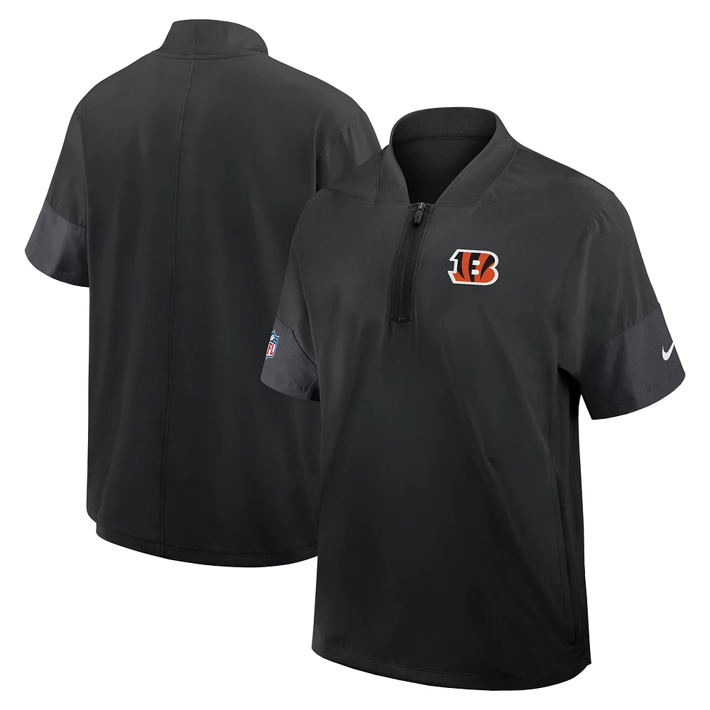 Men's Nike Black Cincinnati Bengals Sideline Short Sleeve Quarter-Zip Performance Coach Jacket