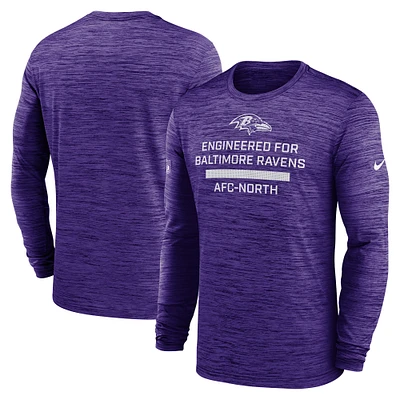 Men's Nike Purple Baltimore Ravens Sideline Velocity Performance Long Sleeve T-Shirt
