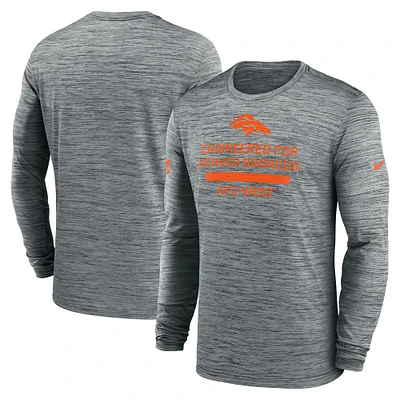Men's Nike Gray Denver Broncos Sideline Velocity Performance Long Sleeve T-Shirt