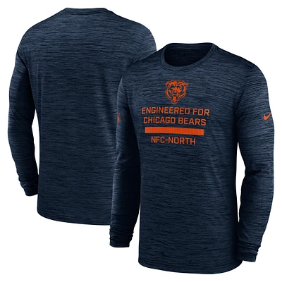 Men's Nike Navy Chicago Bears Sideline Velocity Performance Long Sleeve T-Shirt
