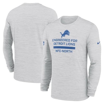 Men's Nike Ash Detroit Lions Sideline Velocity Performance Long Sleeve T-Shirt