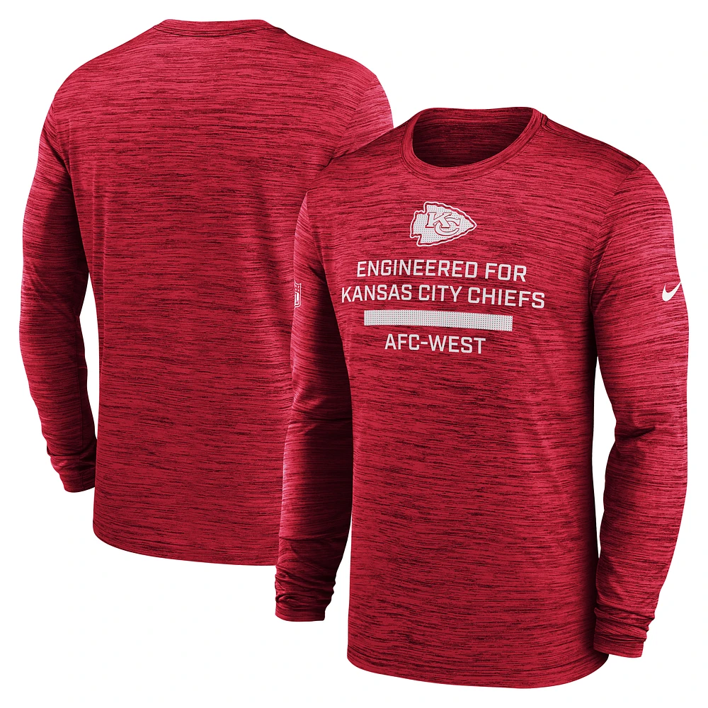 Men's Nike Red Kansas City Chiefs Sideline Velocity Performance Long Sleeve T-Shirt