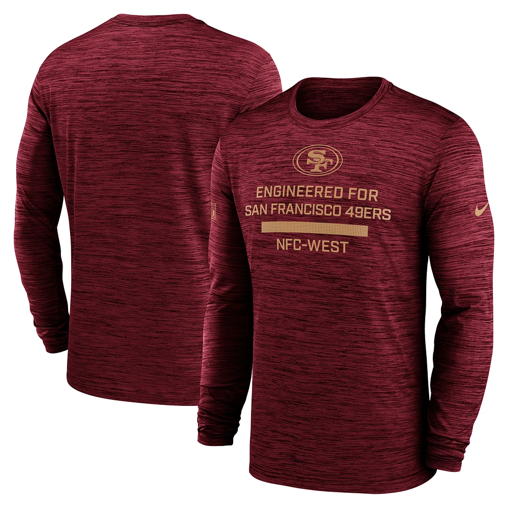 Men's Nike Scarlet San Francisco 49ers Sideline Velocity Performance Long Sleeve T-Shirt