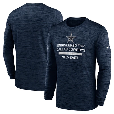Men's Nike Navy Dallas Cowboys Sideline Velocity Performance Long Sleeve T-Shirt