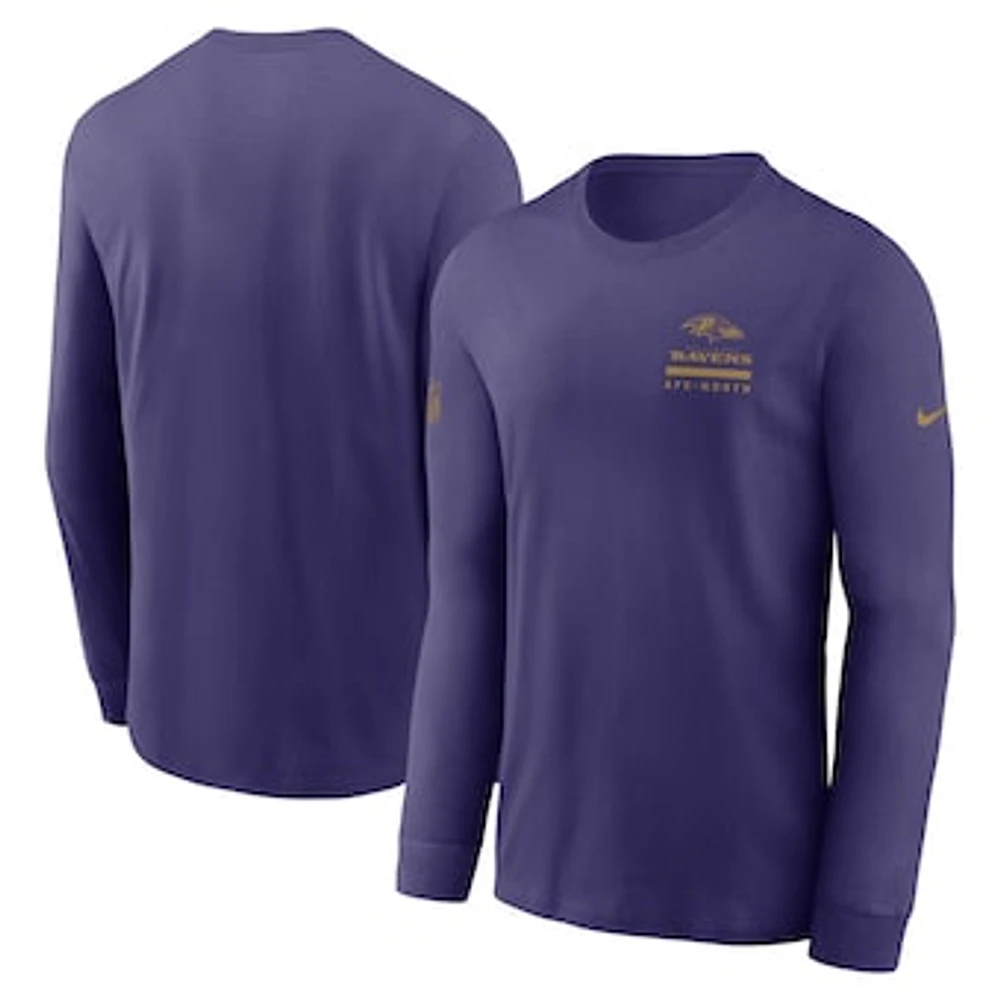 Men's Nike Purple Baltimore Ravens Sideline Performance Long Sleeve T-Shirt