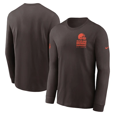 Men's Nike Brown Cleveland Browns Sideline Performance Long Sleeve T-Shirt