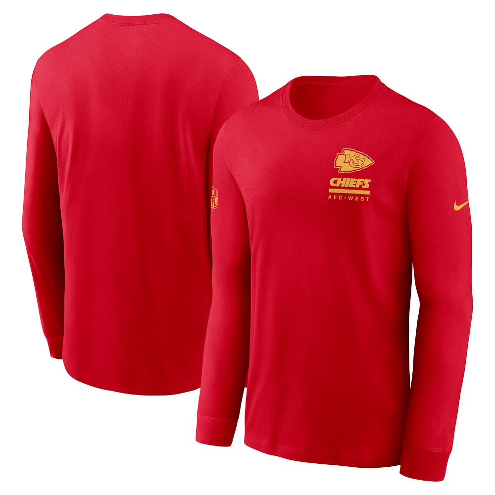 Men's Nike Red Kansas City Chiefs Sideline Dri-FIT Long Sleeve T-Shirt