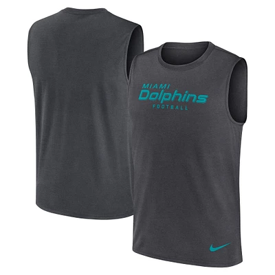 Men's Nike Charcoal Miami Dolphins Primetime Legend Performance Muscle Tank Top