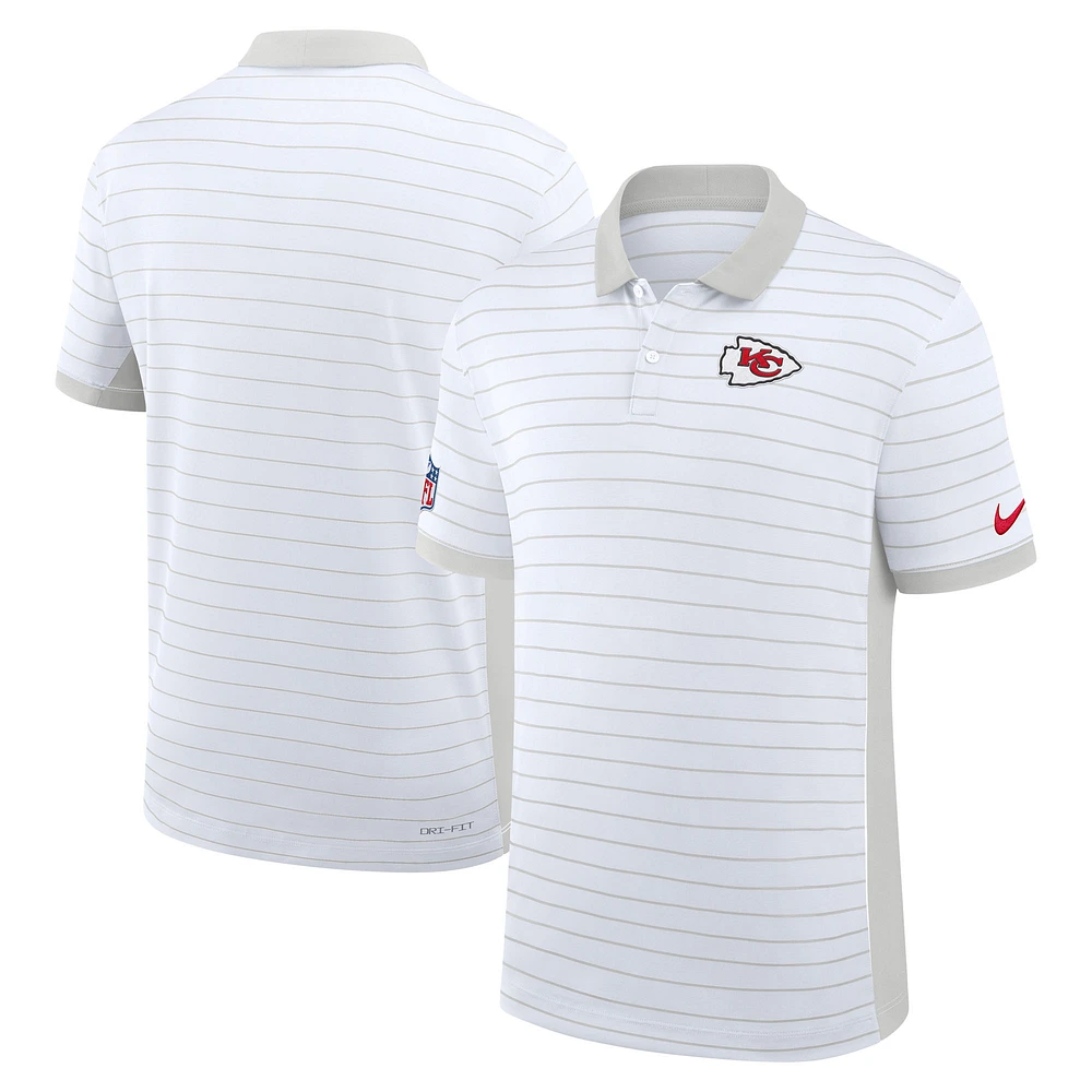 Men's Nike White Kansas City Chiefs Sideline Victory Stripe Dri-FIT Polo