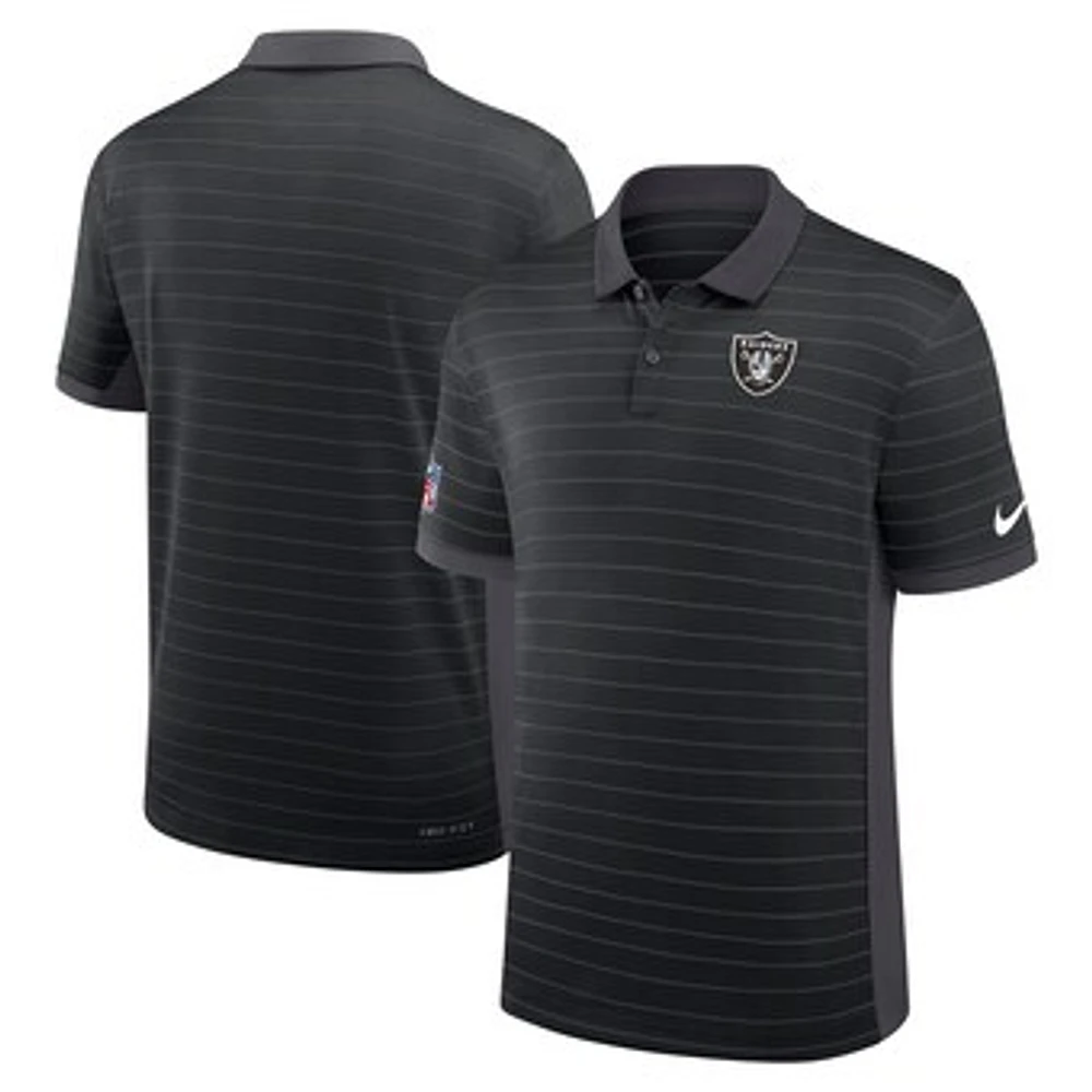 Men's Nike Black Las Vegas Raiders Sideline Victory Stripe Performance Polo