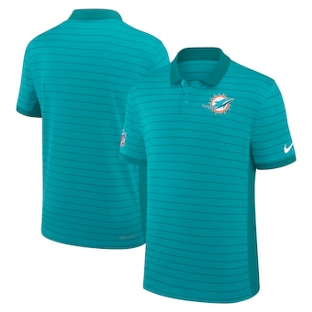 Men's Nike Aqua Miami Dolphins Sideline Victory Stripe Performance Polo