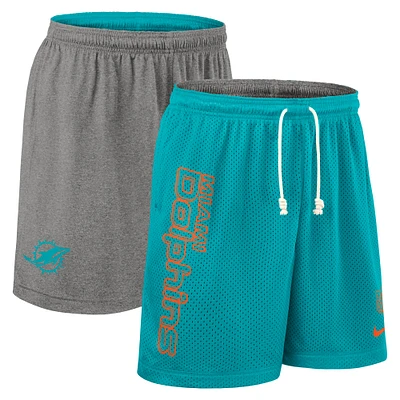 Men's Nike Aqua Miami Dolphins Sideline Reversible Performance Shorts