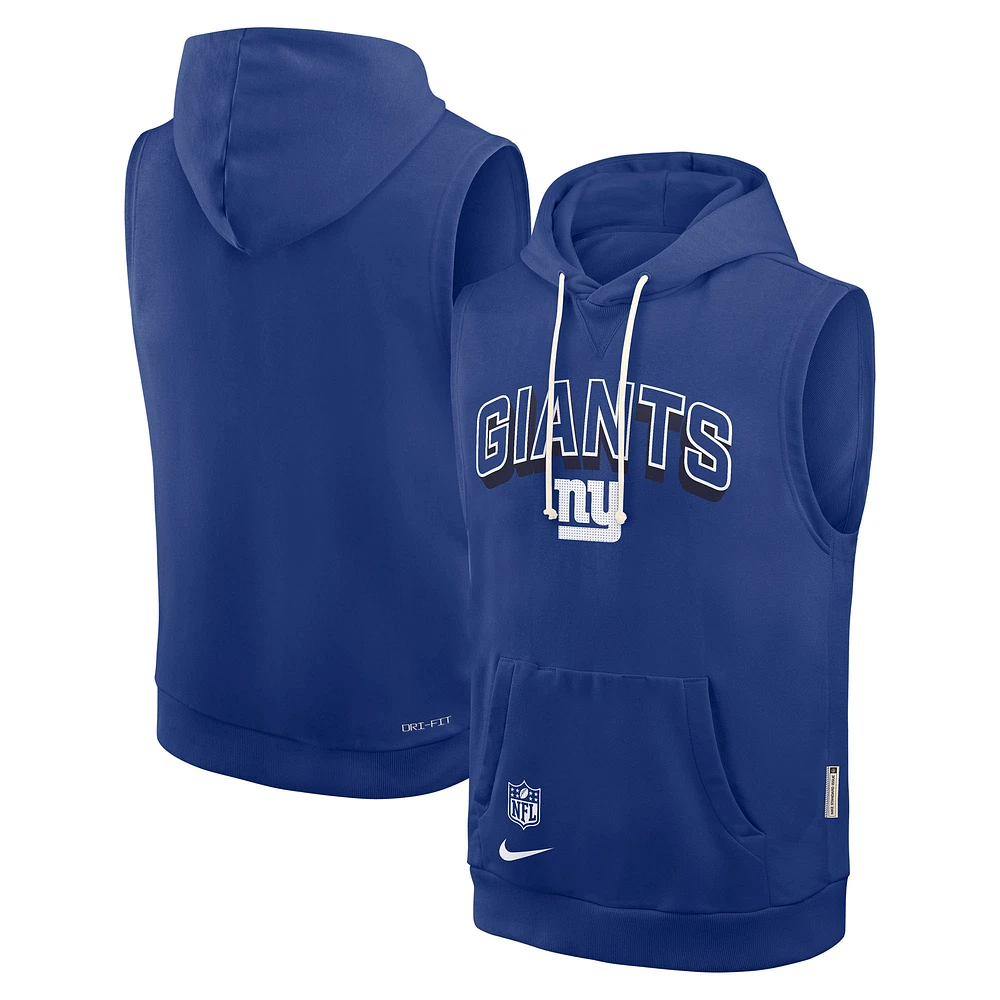 Men's Nike Royal New York Giants Sideline Standard Issue Dri-FIT Sleeveless Hoodie
