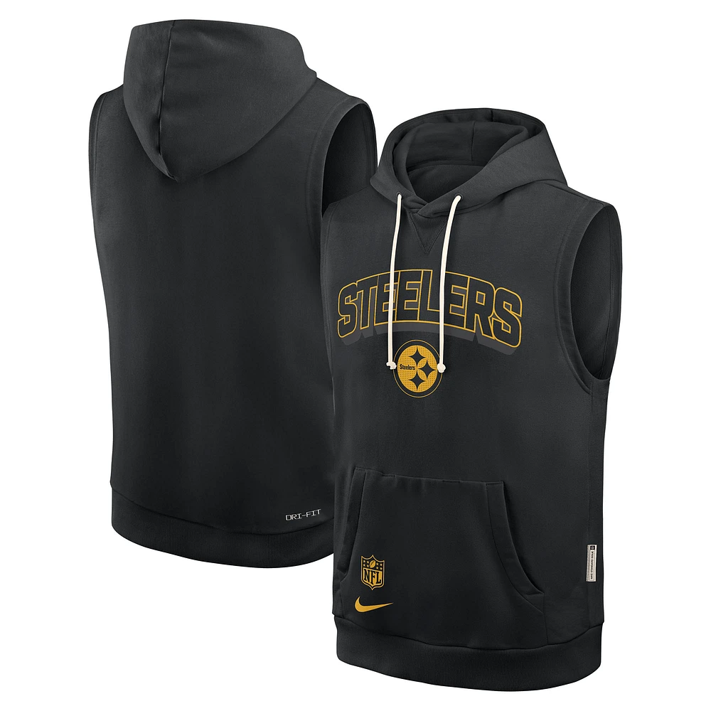 Men's Nike Black Pittsburgh Steelers Sideline Standard Issue Dri-FIT Sleeveless Hoodie