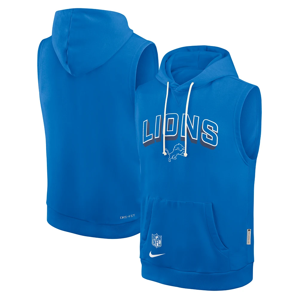 Men's Nike Blue Detroit Lions Sideline Standard Issue Dri-FIT Sleeveless Hoodie