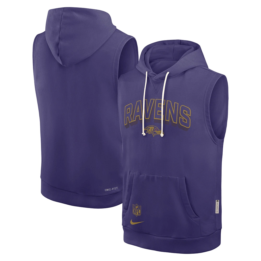 Men's Nike Purple Baltimore Ravens Sideline Standard Issue Dri-FIT Sleeveless Hoodie
