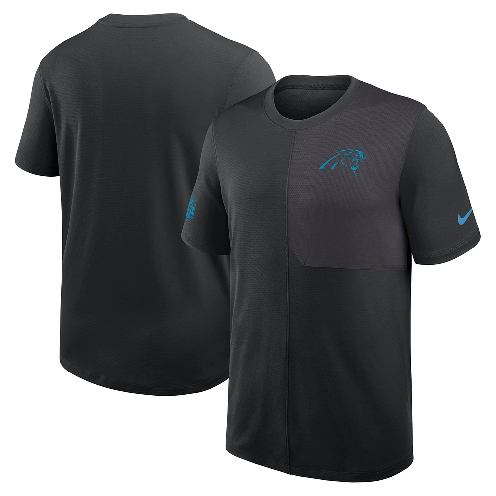 Men's Nike Black Carolina Panthers Sideline UV Performance Coach Shirt