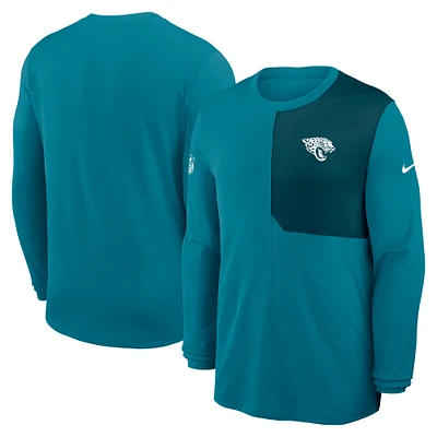 Men's Nike Teal Jacksonville Jaguars Sideline Coach UV Dri-FIT Long Sleeve Shirt