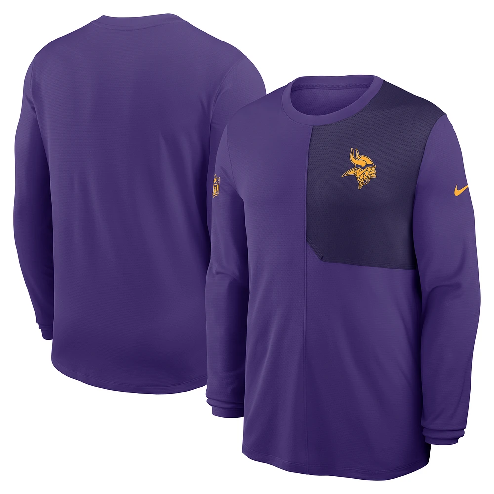 Men's Nike Purple Minnesota Vikings Sideline Coach UV Dri-FIT Long Sleeve Shirt
