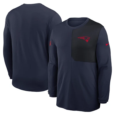 Men's Nike Navy New England Patriots Sideline Coach UV Dri-FIT Long Sleeve Shirt