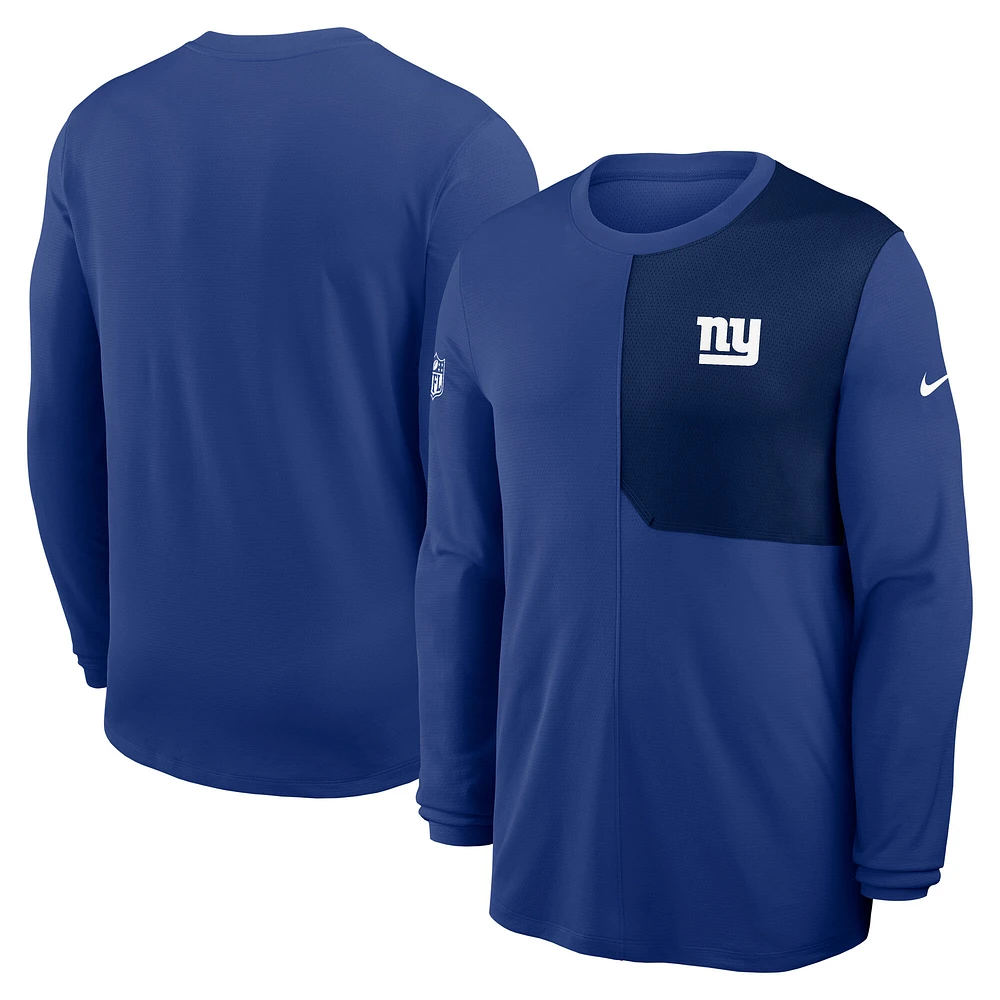 Men's Nike Royal New York Giants Sideline Coach UV Dri-FIT Long Sleeve Shirt