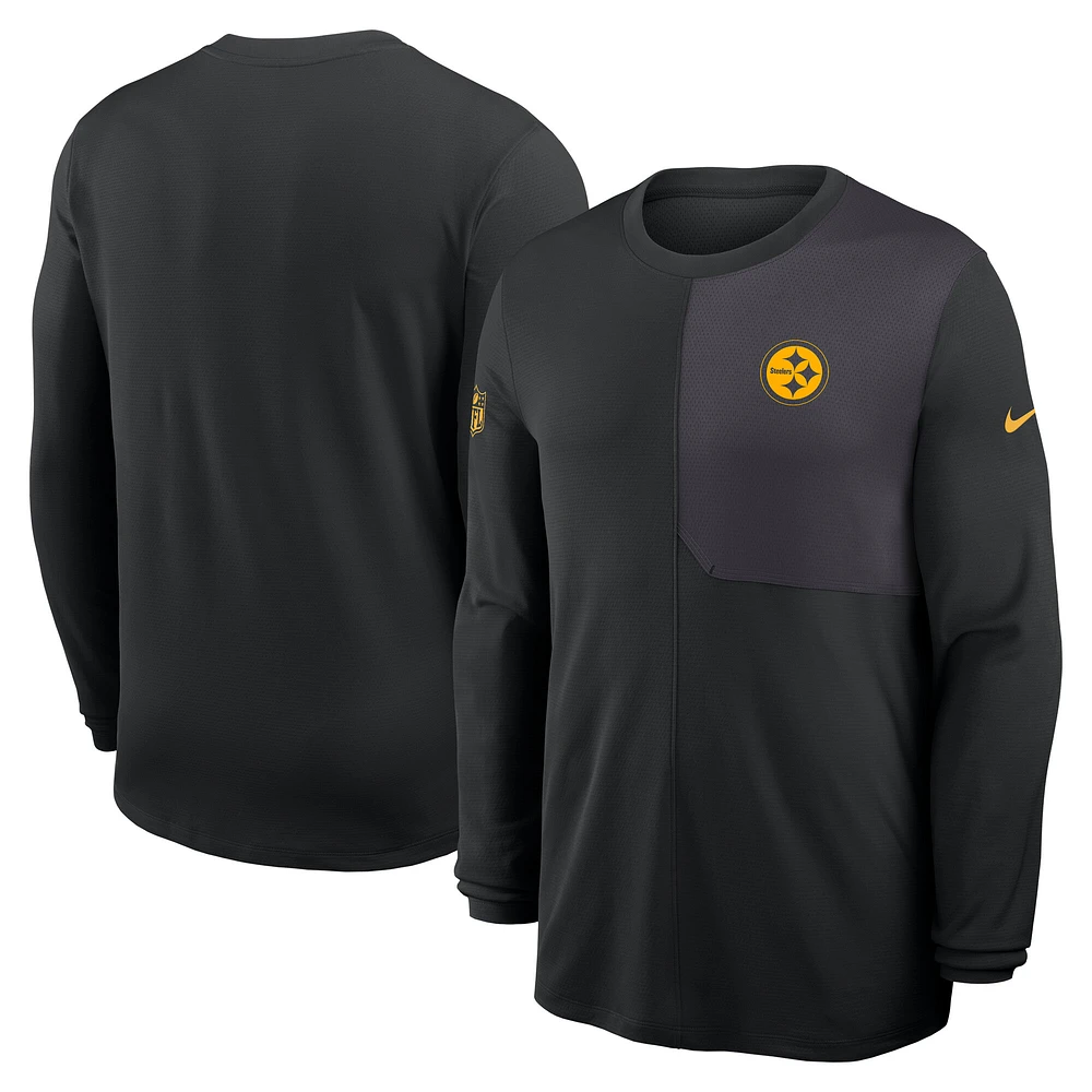Men's Nike Black Pittsburgh Steelers Sideline Coach UV Dri-FIT Long Sleeve Shirt