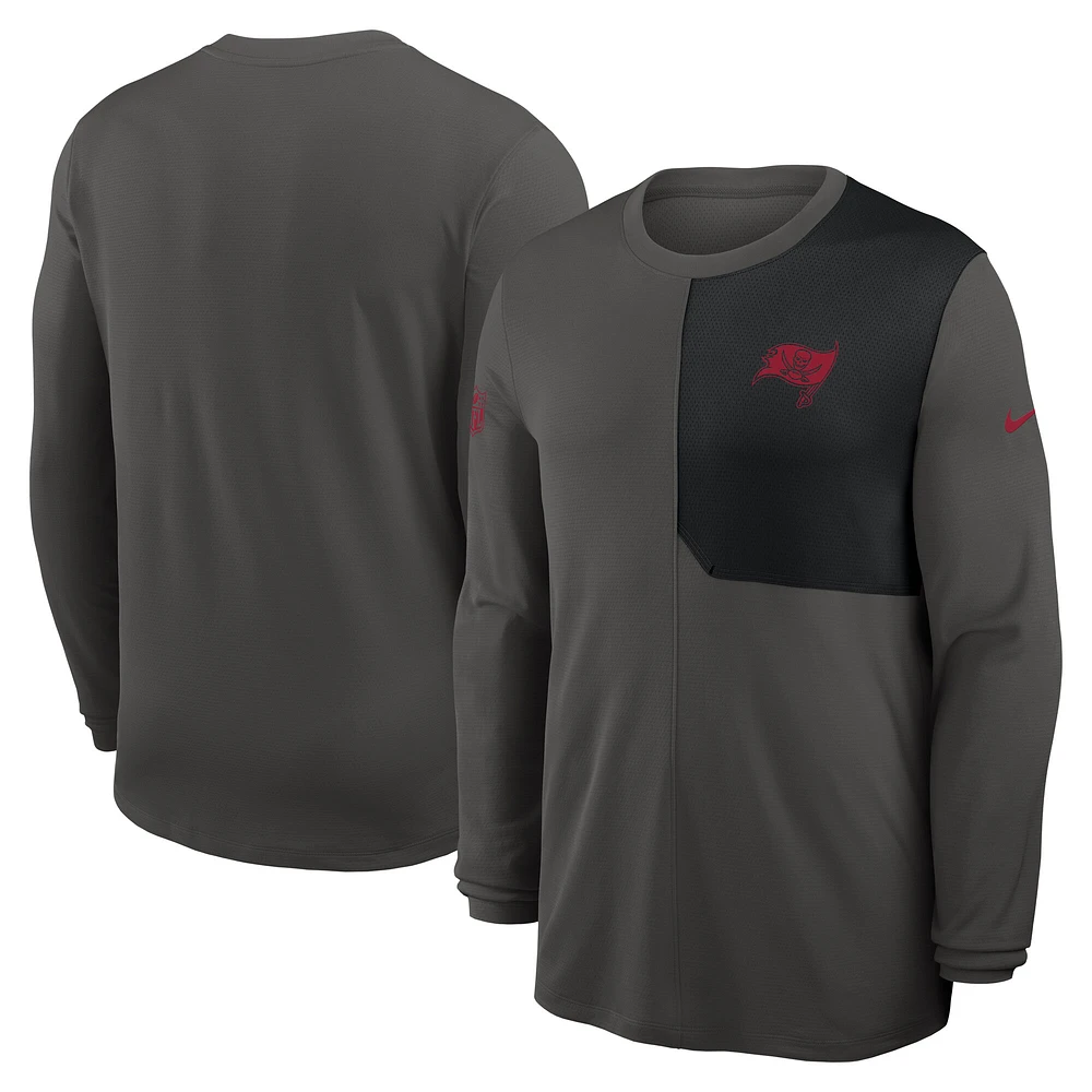 Men's Nike Pewter Tampa Bay Buccaneers Sideline Coach UV Dri-FIT Long Sleeve Shirt