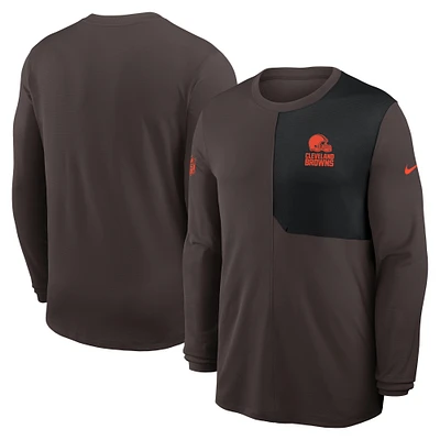 Men's Nike Brown Cleveland Browns Sideline Coach UV Dri-FIT Long Sleeve Shirt