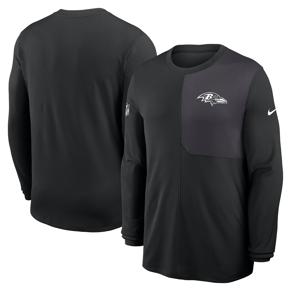 Men's Nike Black Baltimore Ravens Sideline Coach UV Dri-FIT Long Sleeve Shirt