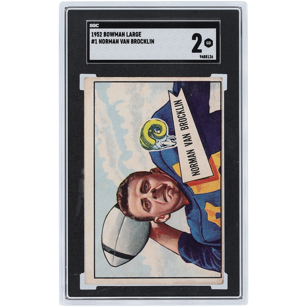 Norman Van Brocklin Los Angeles Rams 1952 Bowman Large #1 SGC Authenticated 2 Card