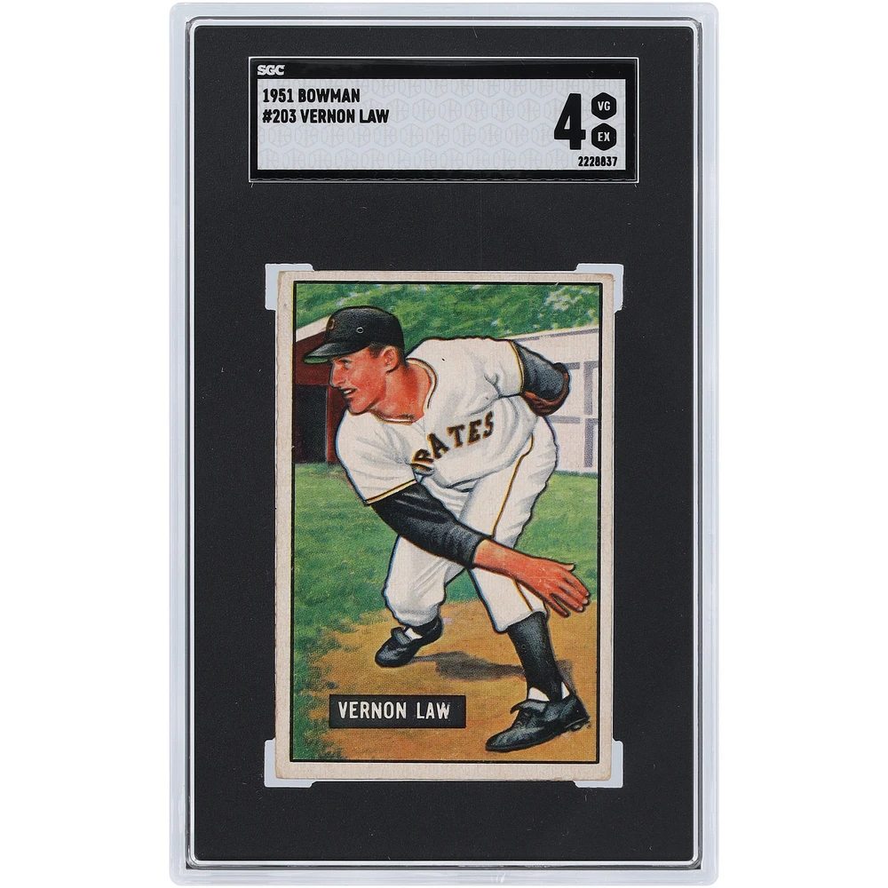 Vernon Law Pittsburgh Pirates 1951 Bowman #203 SGC Authenticated 4 Rookie Card