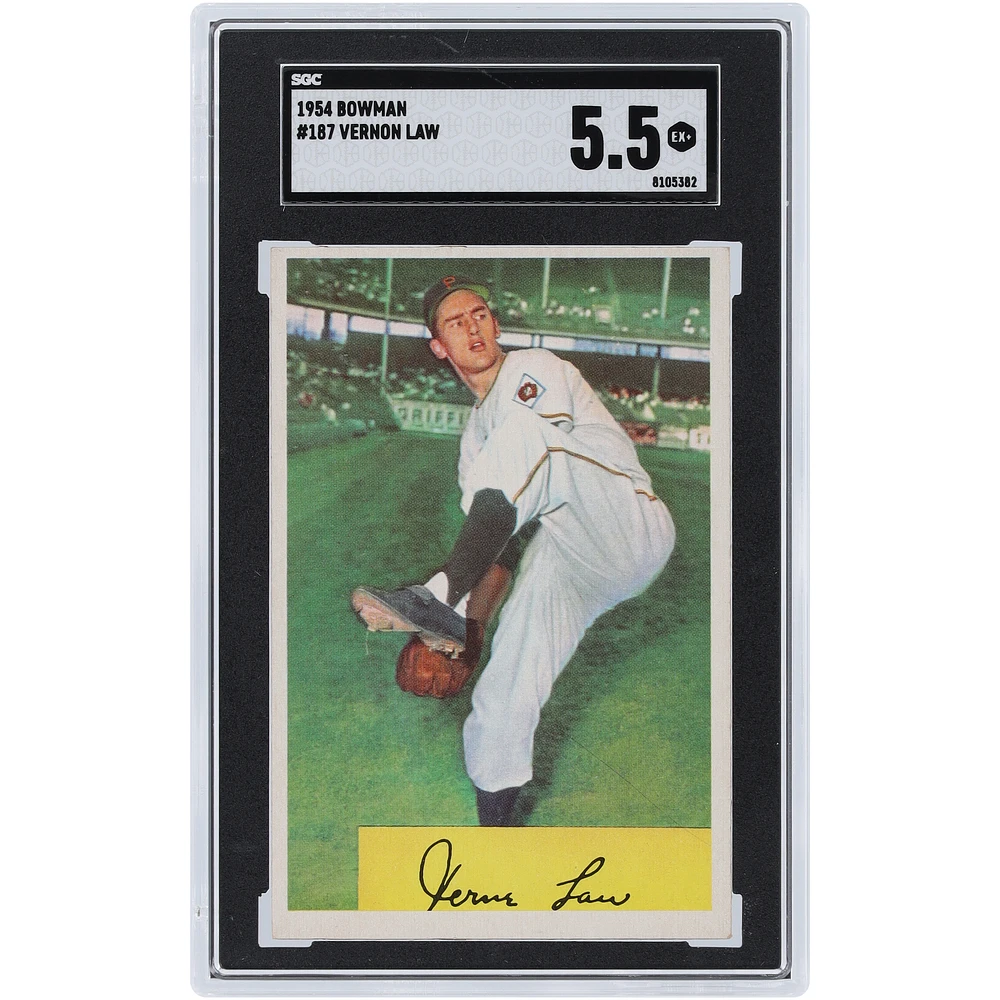 Vernon Law Pittsburgh Pirates 1954 Bowman #187 SGC Authenticated 5.5 Card
