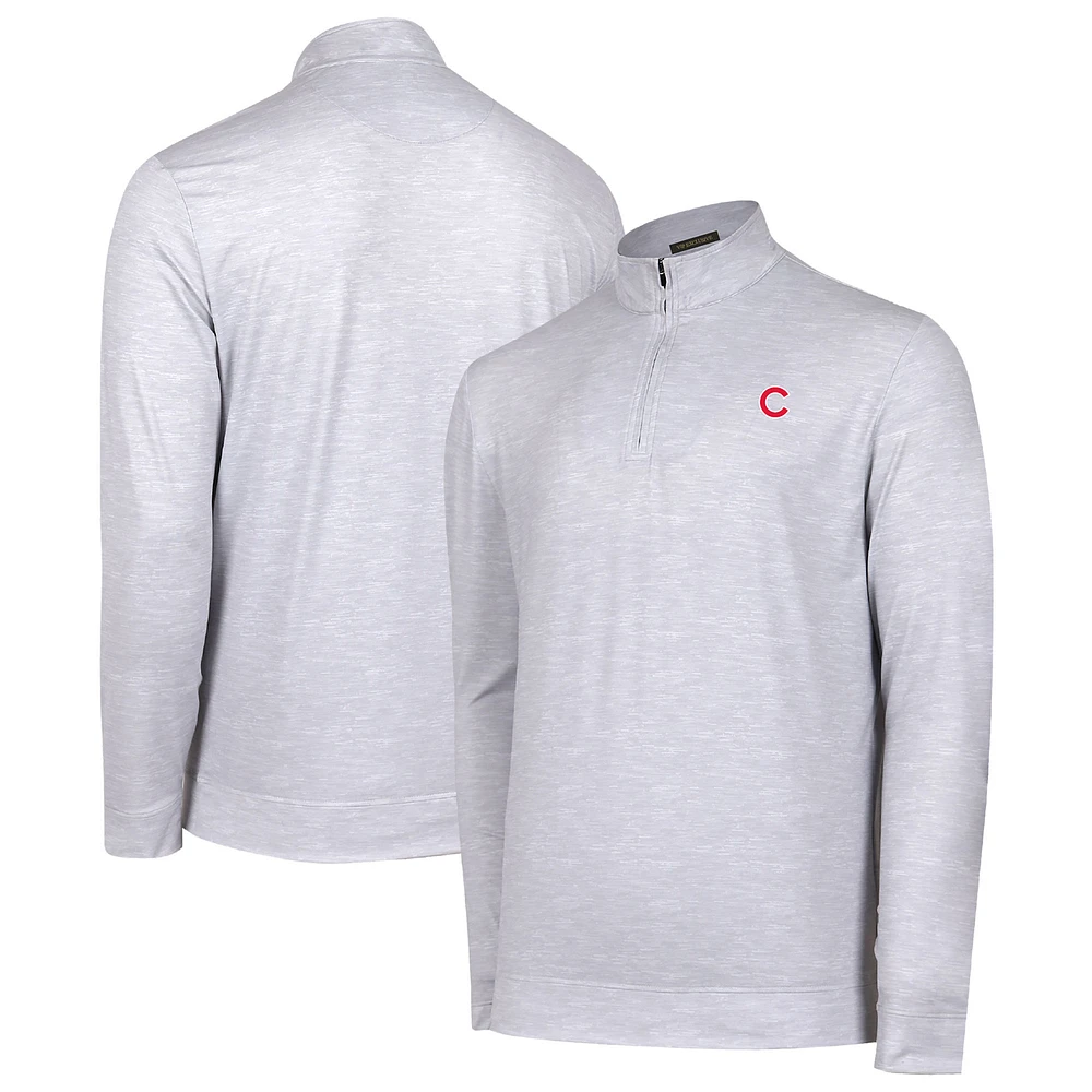 Men's Gray Chicago Cubs Sublime Tri-Blend Quarter-Zip Jacket