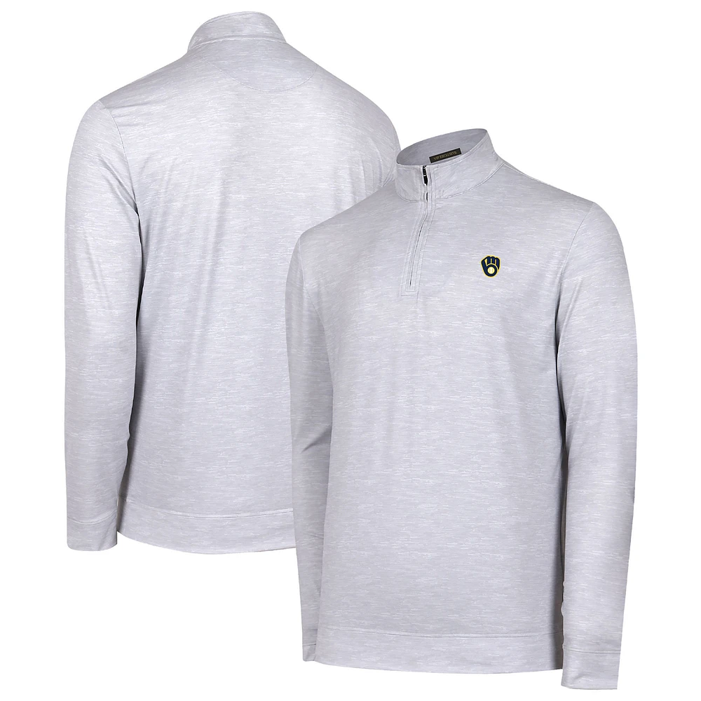 Men's Gray Milwaukee Brewers Sublime Tri-Blend Quarter-Zip Jacket