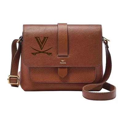 Fossil Virginia Cavaliers Kinley Brown Leather Small Crossbody Bag