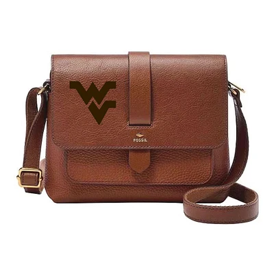 Fossil West Virginia Mountaineers Kinley Brown Leather Small Crossbody Bag