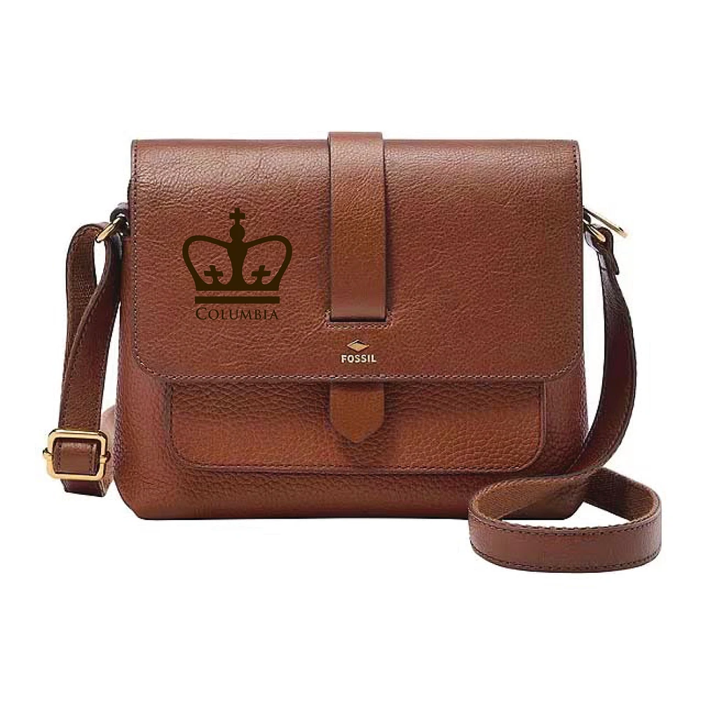 Fossil Columbia University Kinley Brown Leather Small Crossbody Bag