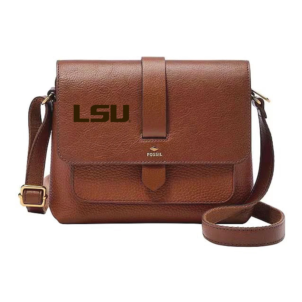 Fossil LSU Tigers Kinley Brown Leather Small Crossbody Bag