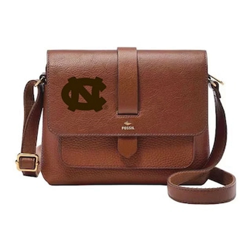 Fossil North Carolina Tar Heels Kinley Brown Leather Small Crossbody Bag
